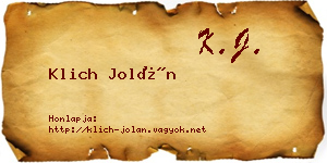 Klich Jolán névjegykártya