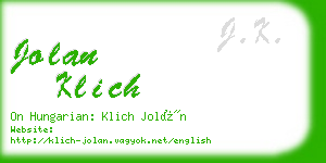jolan klich business card